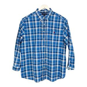 US Polo Assn Shirt Mens 2XL Blue Plaid‎ Button Down Long Sleeve